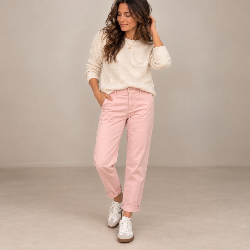 Talbots Girlfriend Chino Pants Pink Relaxed Leg Ankle Length Size 10 NWT